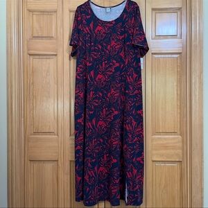 Catherines Red and Navy Floral Maxi Dress Size 2X NWT